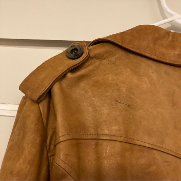 VTG Men’s Leather Double Breasted Trench Coat - Picture 9 of 12